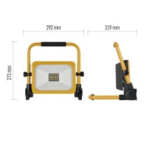 LED reflektor ACCO nabíjecí, přenosný, 30 W, žlutý, studená bílá