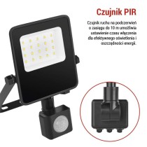 Naświetlacz LED VISIO z czujnikiem PIR 10W, neutralna biel