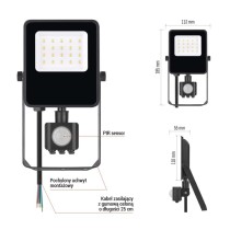 Naświetlacz LED VISIO z czujnikiem PIR 10W, neutralna biel