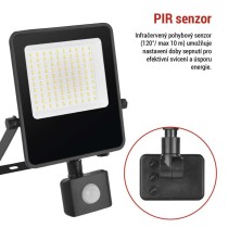 LED reflektor VISIO s pohybovým čidlem, 50 W, černý, neutrální bílá