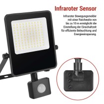 LED-Strahler VISIO mit Bewegungsmelder, 50 W, schwarz, neutral weiß