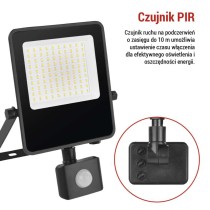 Naświetlacz LED VISIO z czujnikiem PIR 50 W, neutralna biel