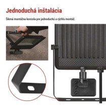 LED reflektor VISIO s pohybovým čidlom, 50 W, neutrálna biela, čierný