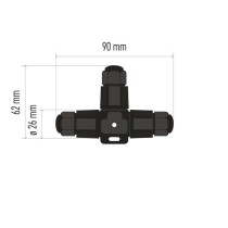 Kabelová T spojka plastová, IP68