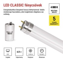LED Fénycső T8 6,5 W 1100 lm 60 cm, természetes fehér 10 db.