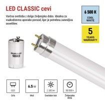 LED cev T8 6,5 W 60 cm Hladna bela 10 kos.