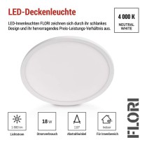 LED-Anbauleuchte FLORI rund, weiß, 18W, neutralweiß