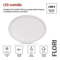 LED prisadené svietidlo FLORI okrúhle, biele, 18W, neutrálna biela