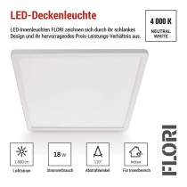 LED-Anbauleuchte FLORI quadrat, weiß, 18W, neutralweiß