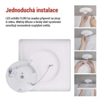 LED přisazené svítidlo FLORI čtvercové, bílé, 18W, neutrální bílá