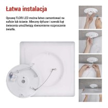 Oprawa LED FLORI kwadratowy, biała, 18W, neutralna biel