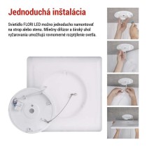 LED prisadené svietidlo FLORI štvorcový, biele, 18W, neutrálna biela