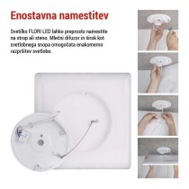 LED svetilo nadometno FLORI kvadratni, bela, 18W, nevtralna bela