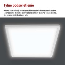 Oprawa LED FLORI kwadratowy, biała, 18W, neutralna biel
