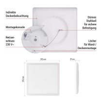 LED-Anbauleuchte FLORI quadrat, weiß, 18W, neutralweiß