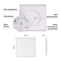 Oprawa LED FLORI kwadratowy, biała, 18W, neutralna biel