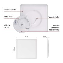 LED svetilo nadometno FLORI kvadratni, bela, 18W, nevtralna bela