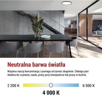 Oprawa LED FLORI okrągła, czarny, 18W, neutralna biel