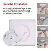 LED-Anbauleuchte FLORI quadrat, schwarz, 18W, neutralweiß