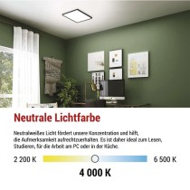 LED-Anbauleuchte FLORI quadrat, schwarz, 18W, neutralweiß