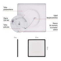 Oprawa LED FLORI kwadratowy, czarny, 18W, neutralna biel