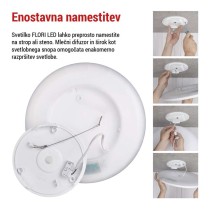 LED svetilo nadometno FLORI okrogla, bela, 22W, nevtralna bela