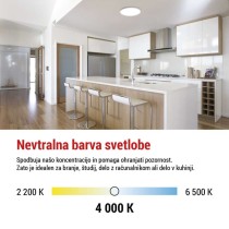 LED svetilo nadometno FLORI okrogla, bela, 22W, nevtralna bela
