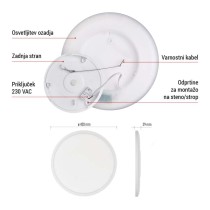 LED svetilo nadometno FLORI okrogla, bela, 22W, nevtralna bela