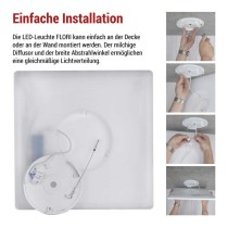LED-Anbauleuchte FLORI quadrat, weiß, 22W, neutralweiß