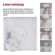 Oprawa LED FLORI kwadratowy, biała, 22W, neutralna biel