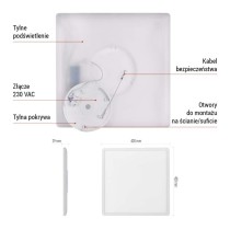 Oprawa LED FLORI kwadratowy, biała, 22W, neutralna biel