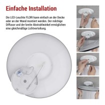 LED-Anbauleuchte FLORI rund, schwarz, 22W, neutralweiß
