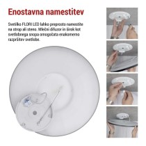 LED svetilo nadometno FLORI okrogla, črna, 22W, nevtralna bela