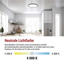 LED-Anbauleuchte FLORI rund, schwarz, 22W, neutralweiß