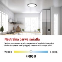 Oprawa LED FLORI okrągła, czarny, 22W, neutralna biel