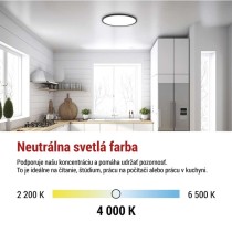 LED prisadené svietidlo FLORI okrúhle, čierné, 22W, neutrálna biela