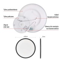 Oprawa LED FLORI okrągła, czarny, 22W, neutralna biel