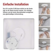 LED-Anbauleuchte FLORI quadrat, schwarz, 22W, neutralweiß