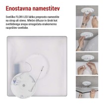 LED svetilo nadometno FLORI kvadratni, črna, 22W, nevtralna bela