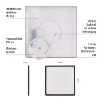 LED-Anbauleuchte FLORI quadrat, schwarz, 22W, neutralweiß