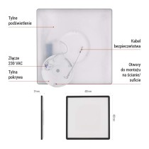 Oprawa LED FLORI kwadratowy, czarny, 22W, neutralna biel