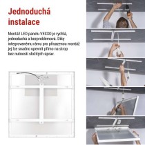 LED panel VEXXO 60×60, čtvercový přisazený bílý, 33W, neutrální bílá UGR