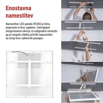 LED panel VEXXO 60×60, Povezani kvadratni, bel, 33 W, IP20, nevtralno bela UGR