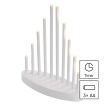 LED svietnik biely, 24,5 cm, 3x AA, vnútorný, teplá biela, časovač