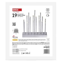 LED svietnik strieborný, 28,5 cm, 3x AA, vnútorný, teplá biela, časovač