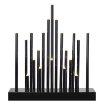 LED gyertyatartó, fekete, 27,5 cm, 3x AA, beltéri, meleg fehér, időzítő