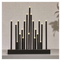 LED gyertyatartó, fekete, 27,5 cm, 3x AA, beltéri, meleg fehér, időzítő