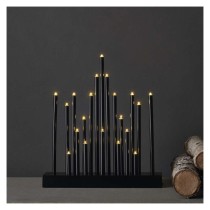 LED gyertyatartó, fekete, 27,5 cm, 3x AA, beltéri, meleg fehér, időzítő