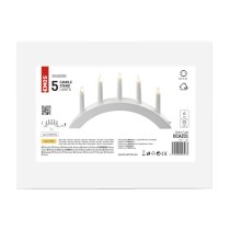 Svietnik na 5x žiarovku E10 drevený biely, oblúk, 20x38 cm, vnútorný, teplá biela