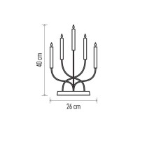 Dekoracje - świecznik biały 5 LED, 40 cm 2x AA metal ciepła biel, IP20, timer